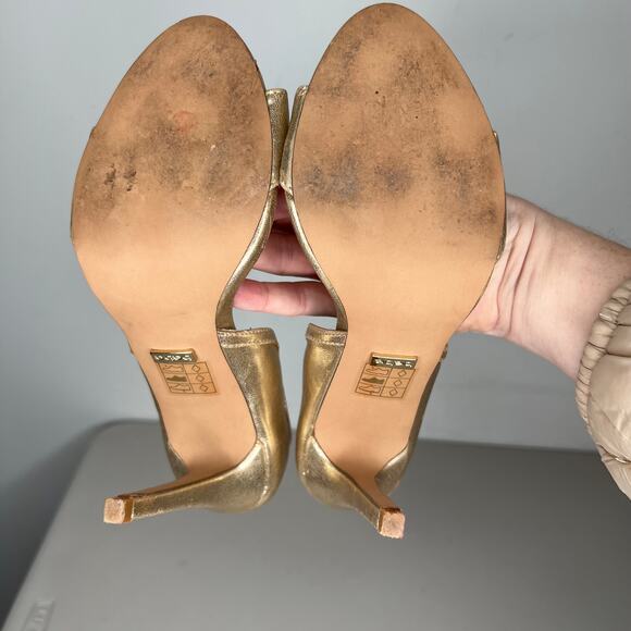 bebe Gold Open Toe D'orsay Pump Size 7 - Picture 5 of 8